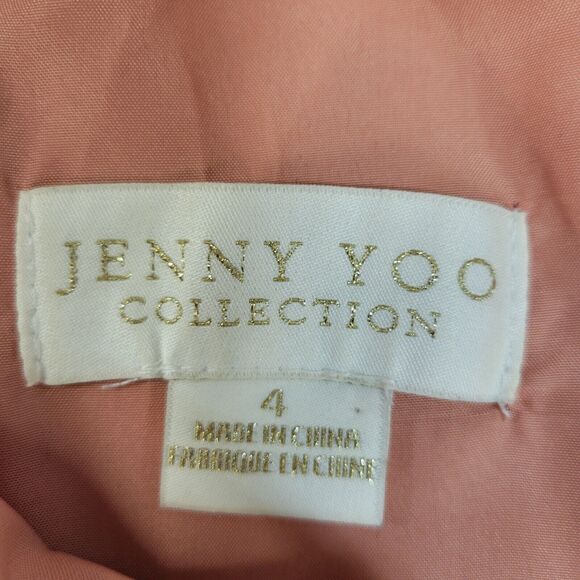 Jenny Yoo Collection Formal Gown SZ 4 Neutrals Pink Peach Flutter Sleeve V-Neck - Picture 5 of 10